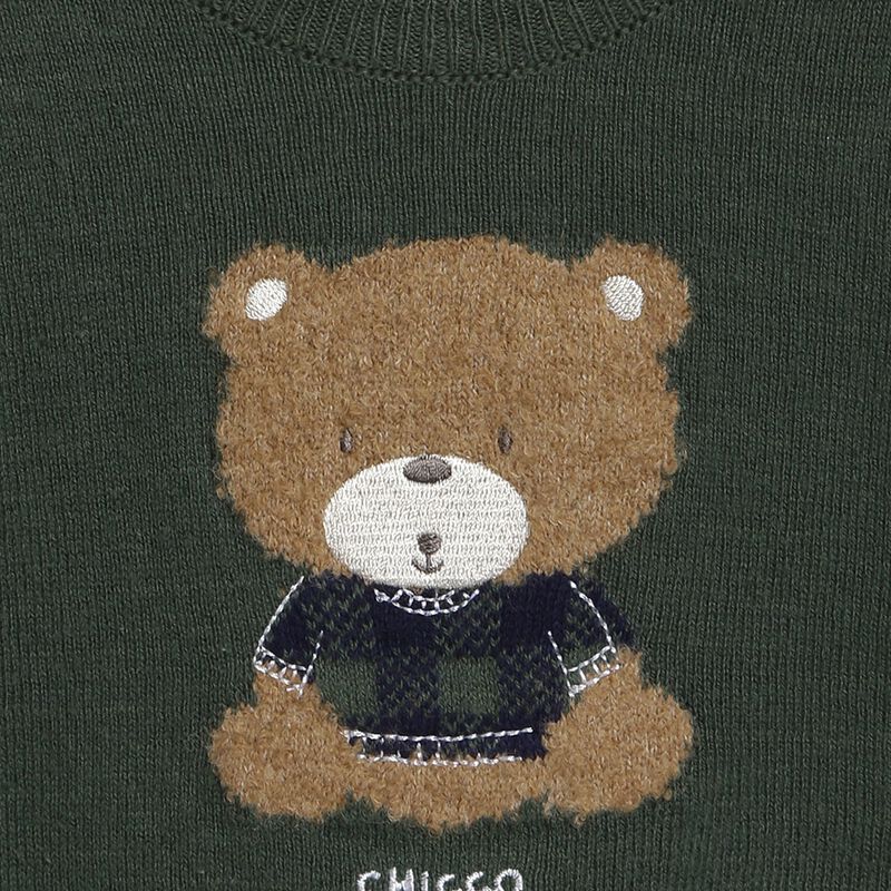 Boys Dark Green Wool Blend Tricot Cardigan image number null